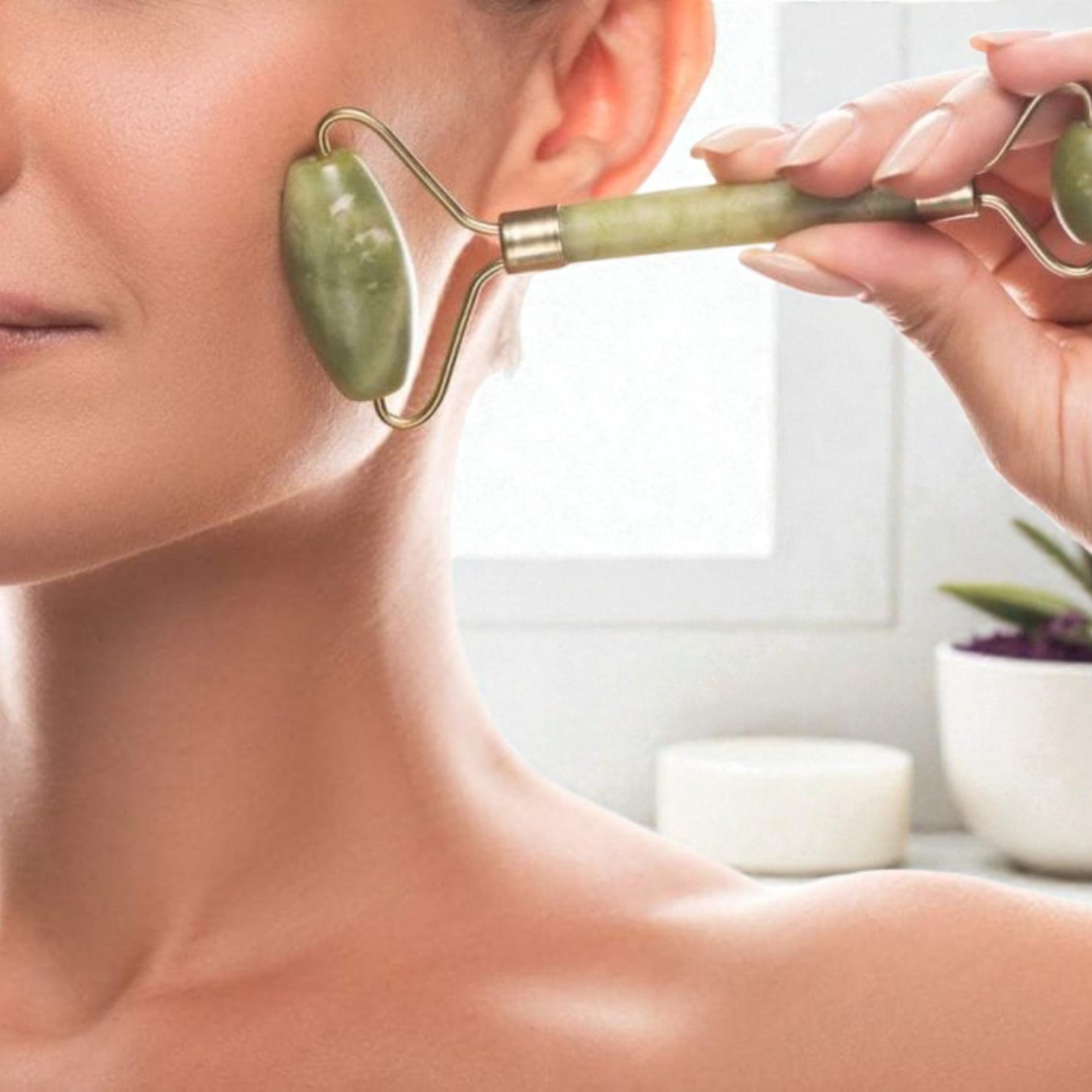 Rolo de Jade Facial-Massagem facial e relaxamento da pele